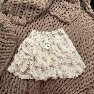 And Now This Cream Skirt with Purple Floral Design
